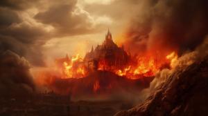 Daenerys Targaryen Drogon Mountain castle fire smoke