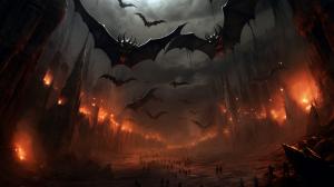 Demonized batman Bats flyingCave