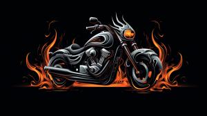 logo of a tattoo studio called  WOJTAS TATOO  dark motorcycle honda in the background