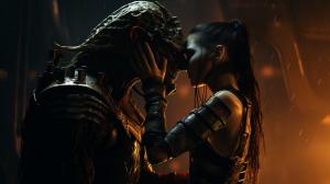  exorcist in dead space kissing with the Anubis 8k photorealism