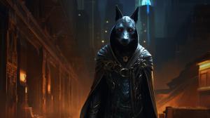 Anubis horror Egipt at night dark priest cyberpunk