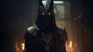 Anubis horror Egipt at night dark priest cyberpunk