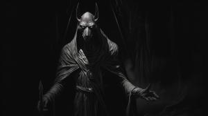 Anubis horror Egipt at night dark priest pencil drawing