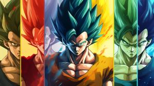 Vegeta side by side with his different super saiyan forms, base form, super saiyan, super saiyan 4, super saiyan god, super Saiyan blue, super saiyan blue evolved, as much details as possible, masterpiece, dragon ball gt, dragons ball superPerfect details no defects