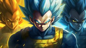 Vegeta side by side with his different super saiyan forms