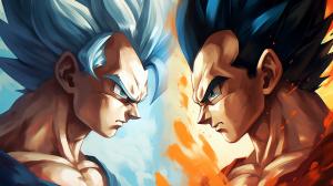 Goku vs vegeta, HD, perfect details, masterpiece, vegeta has no hair bangs