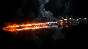 Magic fire black knight sword in hand