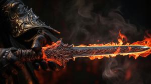 Magic fire black knight sword in hand