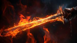 Magic fire black knight sword in hand