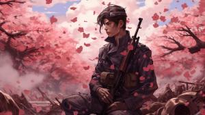 War, peace, cherry blossoms, manga, Japanese