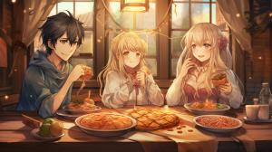 The big three anime's eating together