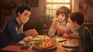 The big three anime's eating together