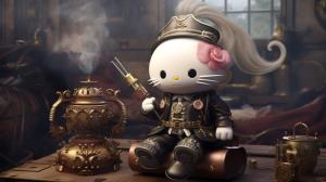 Emo Kirby smoking a joint with Steampunk Hello Kitty