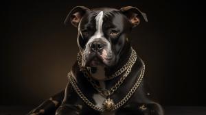 American Bully Pit wearing gold jewlery smoking a blunt