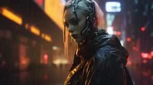 Birthday of a Polish woman in America cyberpunk