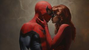 Spiderman silk and Spiderman kissing