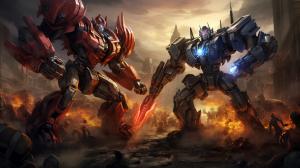 Transformers fighting on cybertron