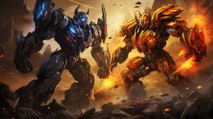 Transformers fighting on cybertron