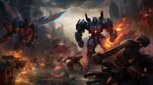 Transformers fighting on cybertron