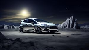 Silver Ford fiesta mk5 on the moon