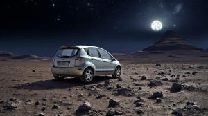 Silver Ford fiesta mk5 on the moon