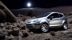 Silver Ford fiesta mk5 on the moon