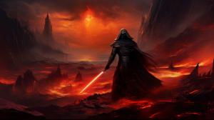 Sith fighting darth Revan on a lava planet