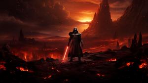 Sith fighting darth Revan on a lava planet