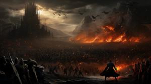 Sauron Fighting an army