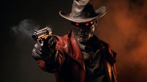 Cowboy devil smokin holding pistol