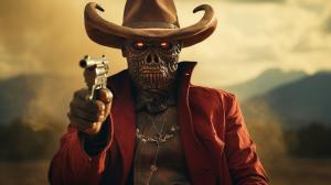 Cowboy devil smokin holding pistol