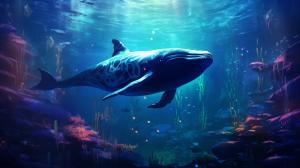 Underwater outer space with flourescent whale