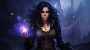 Yennefer of vengerberg, purple magic, full body