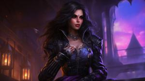 Yennefer of vengerberg, purple magic, full body, salacious