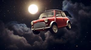 Mini Cooper floating in space