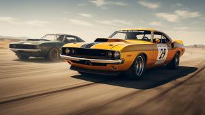 Dodge challenger racing a ford Mustang