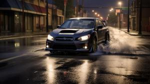 Subaru Impreza in the rain