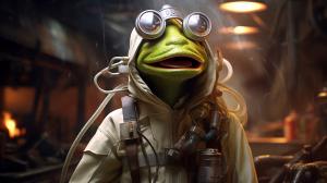 Kermit the frog as a ghostbuster