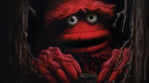 Elmo hides from Freddy Krueger