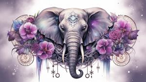 Elephant roses purple butterfly dreamcatchers Galaxy