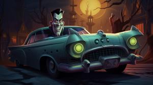 depict the most well known super villains as classic cars