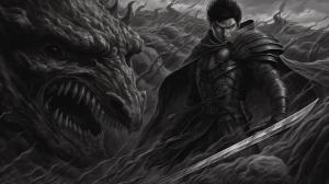 Berserk from the manga fighting monsters