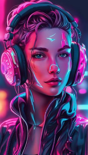 Beutiful girl with headphone