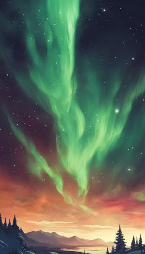 Night sky with northern lights.