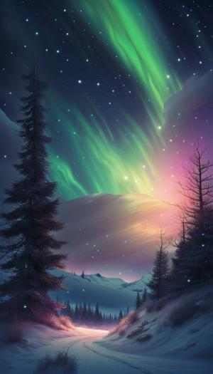 Night sky with northern lights.