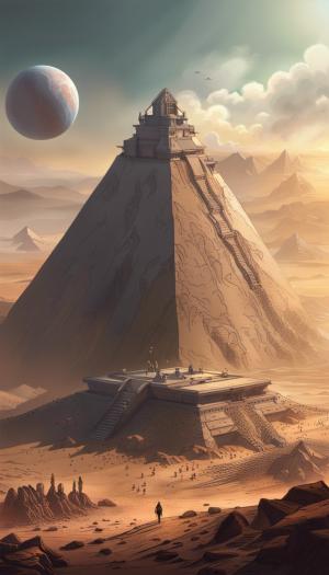 a highly detailed epic cinematic concept art an alien pyramid landscape , art station, landscape, concept art, illustration, highly detailed artwork cinematic, hyper realistic painting