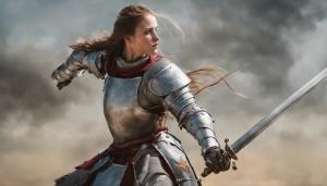 Female knight in combat