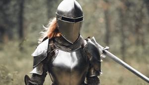 Female knight in combat