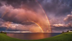 Sunset with rainbow