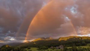 Sunset with rainbow